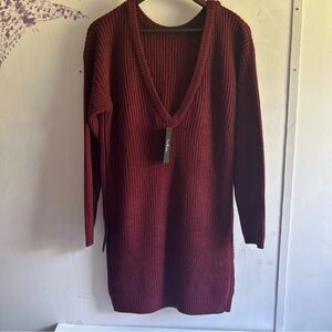 Lulus NWT Burgundy Ribbed Bodycon‎ Sweater Dress Size M